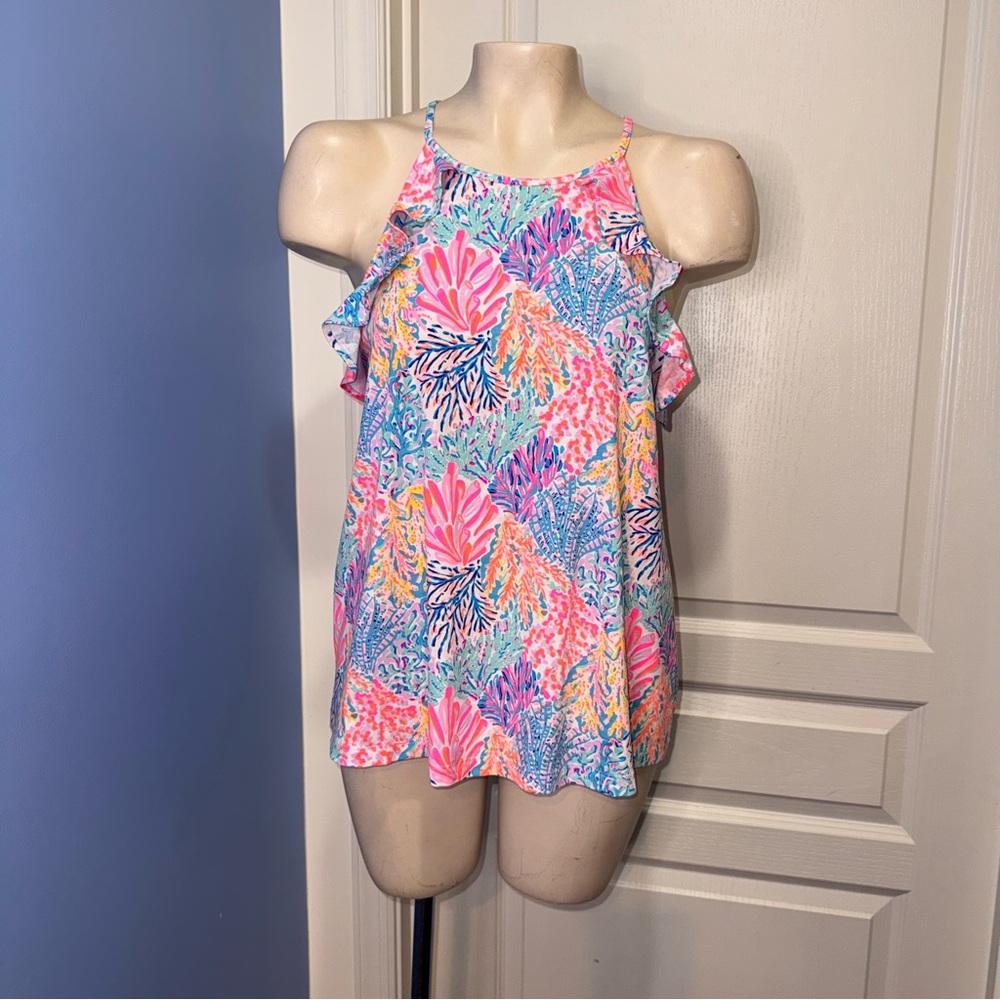 Lilly Pulitzer Billie Vibrant Pink and Blue Tank Top size Medium